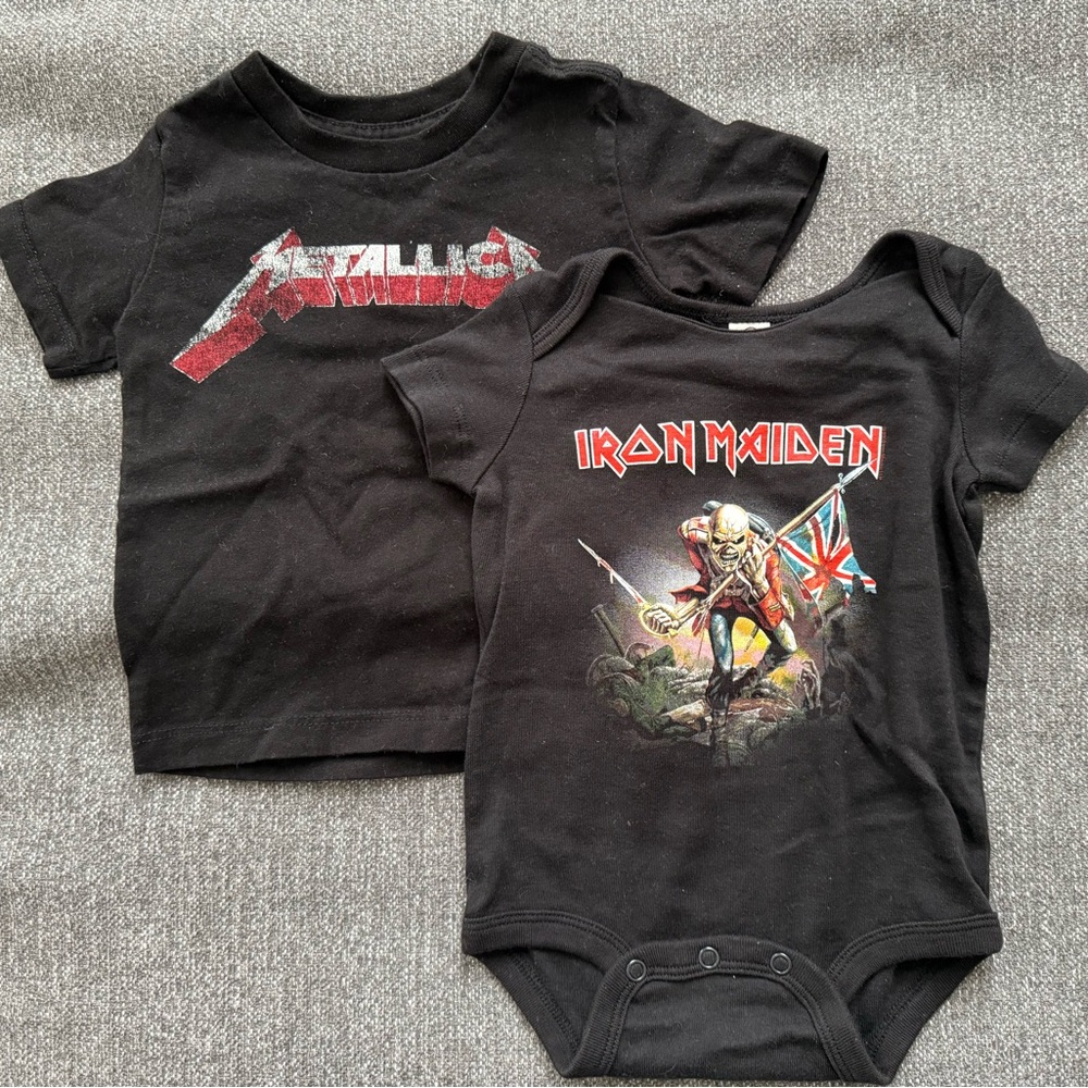 Metallica and Iron Maiden Baby Onesie in Black
